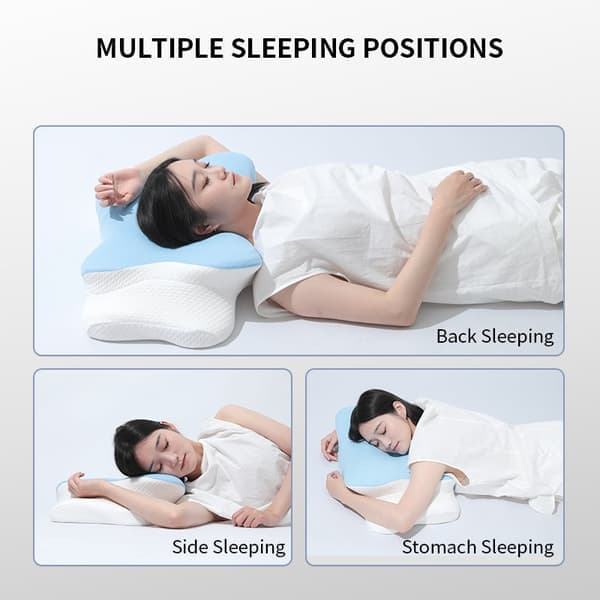 Ergonomic Pillow - Neck Pillow - For Back, Stomach, and Side Sleepers - Memory Foam - Sleeping Pillow