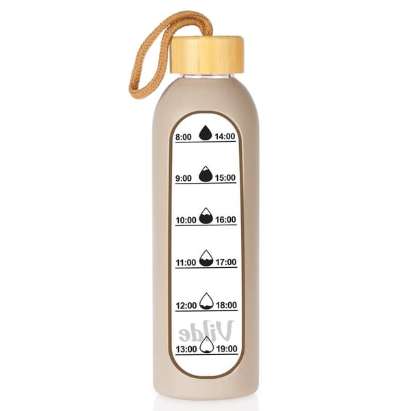 Lasinen vesipullo beigellä silikonisuojuksella, 600 ml