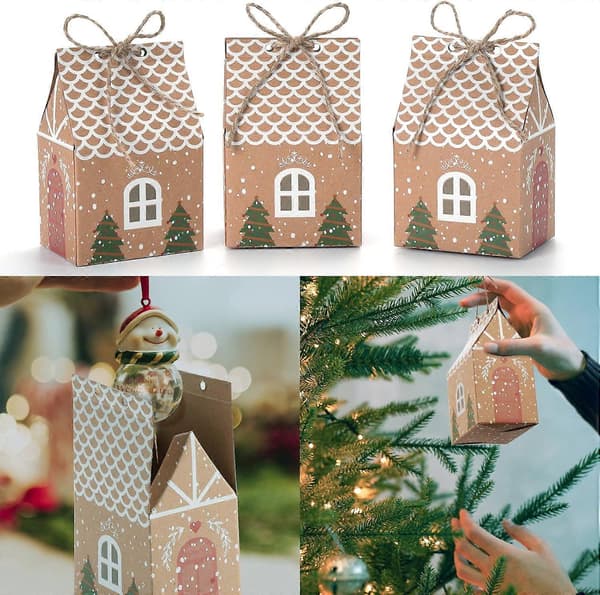 50 st Julklappsaskar, presentaskar av kraftpapper för godis, söta bröllopsfavoriter, julklappspåse
