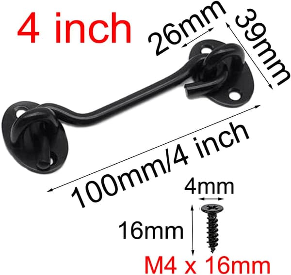75 mm, låsebolte, rustfrit stål, sort