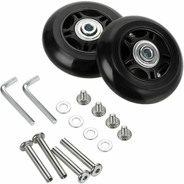 2-pack Universal Replacement Wheels for Suitcase 40mm x 18mm, Black - Compatible with Most Luggage Brands