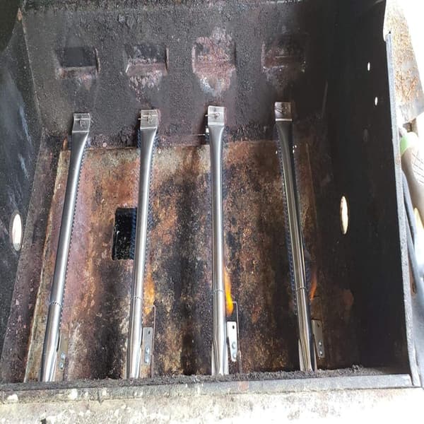 4-pak brænderrør i rustfrit stål sølv udskiftningsrør kompatible med Nexgrill BBQ Pro Members Mark Kenmore Backyard og KitchenAid