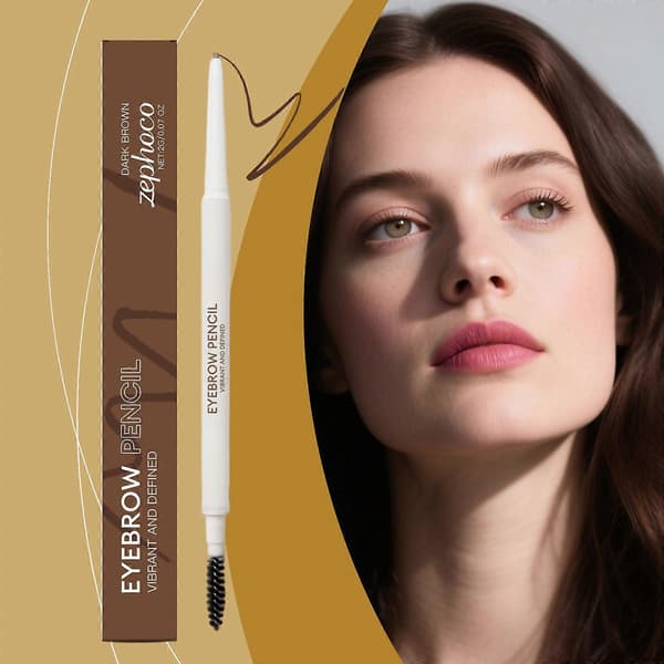 Zephoco Dark Brown Double-Headed Brightening Eyebrow Pencil, Smooth Eyebrow Shape Modification, Soft Color Rendering, Three-Dimensional Makeup Eyebrow Pencil