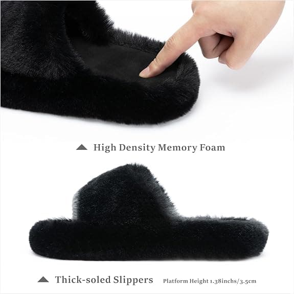 Memory Foam Tøfler for kvinner, Soveromstøfler for kvinner, Fluffy pl
