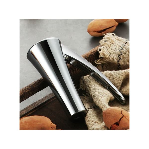 Nutcracker, fits all nuts, minimal effort to crack hard shells, no flying shells and no pinched fingers, Silver.