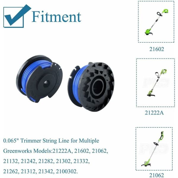 Double Thread Spool Compatible with Greenworks 40V Series Lawn Mowers, 1.65mm Automatic Replacement Spool Trimmer Tool, 6 pcs