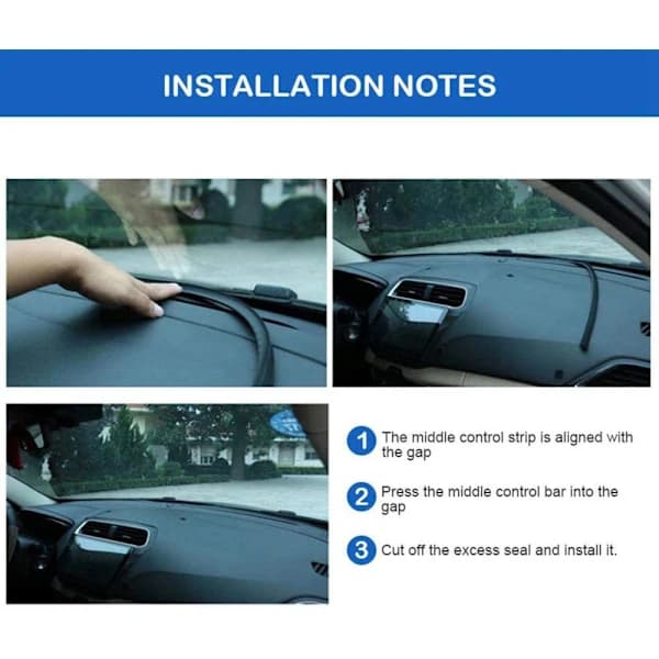 1,6 m tetningslist for dashbord, bilfrontrute, biltetning
