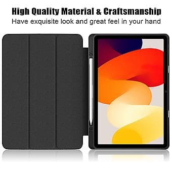 3-fold Solid Farvet Tabletcover til Xiaomi Redmi Pad SE (Sort)