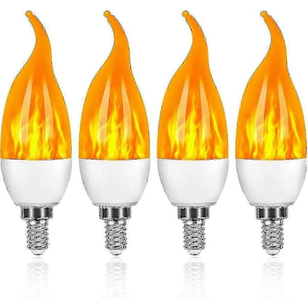 4-pakning E14 3W LED-flammepærer Dekorative lyseffekter med 3 moduser