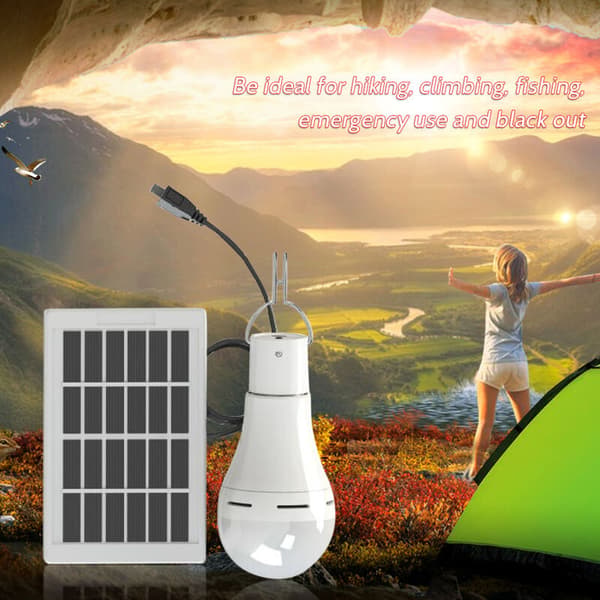 Solcellelampe 3 niveauer justerbar lysstyrke DC 5-6V 7W 20LED
