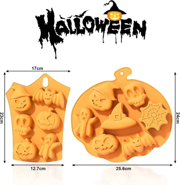 2-pak Halloween græskar silikone bageform, græskar silikoneform, Halloween chokolade slik silikoneform, kan lave slik, kage