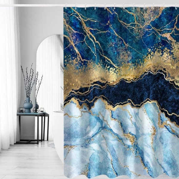 Waterproof Marble Pattern Shower Curtain – Moisture Resistant and Washable, 180×180 cm A