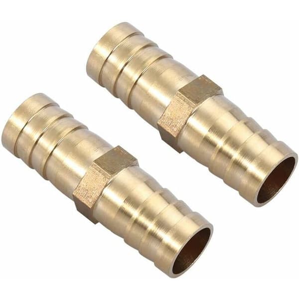 (16mm 2st) Two-way straight pipe fitting barbed brass coupling pipe connection joint 6/8/10/12/14/mm