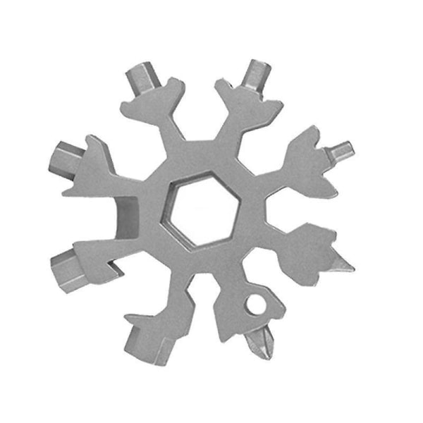 18-i-1 Snöflinga Multiverktyg, Rostfritt Stål Handy Snowflake Skiftnyckel (2-pack, Silver)