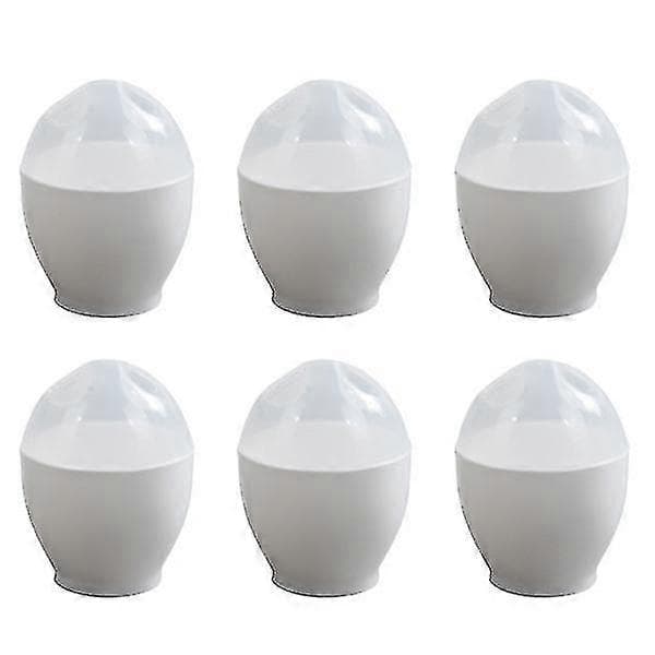 6-pack Microwave Steamer Egg Cup Mini Egg Cooker Portable Egg Poacher for Home Kitchen (White)