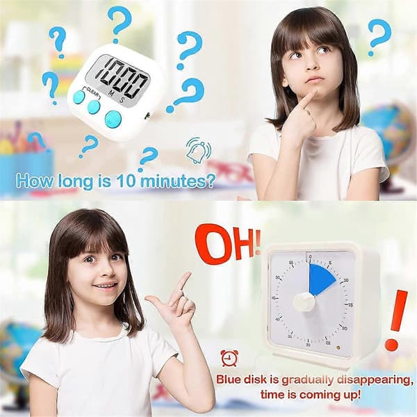60-minutters visuell timer for barn, timer med stille drift gul [DB]