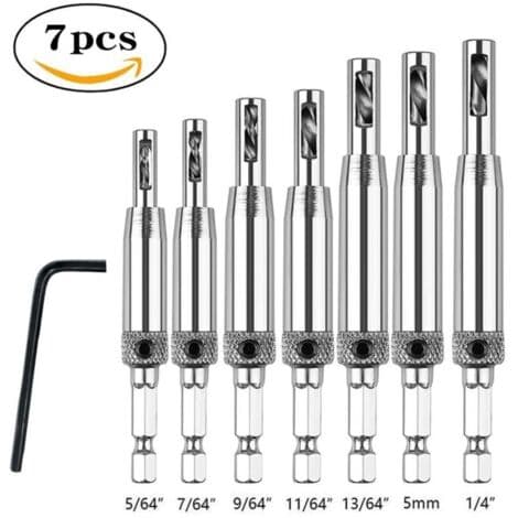 Self-Centering Hinge Drill Bit Set, 16 Pcs, Hole Drilling Tool for Woodworking, Adjustable Door and Window Drills