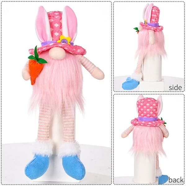 Long-legged Easter Rudolf Gnome Elf Rabbit LED Light Rabbit Dolls Kids DIY Happy Easter Party Decor,B
