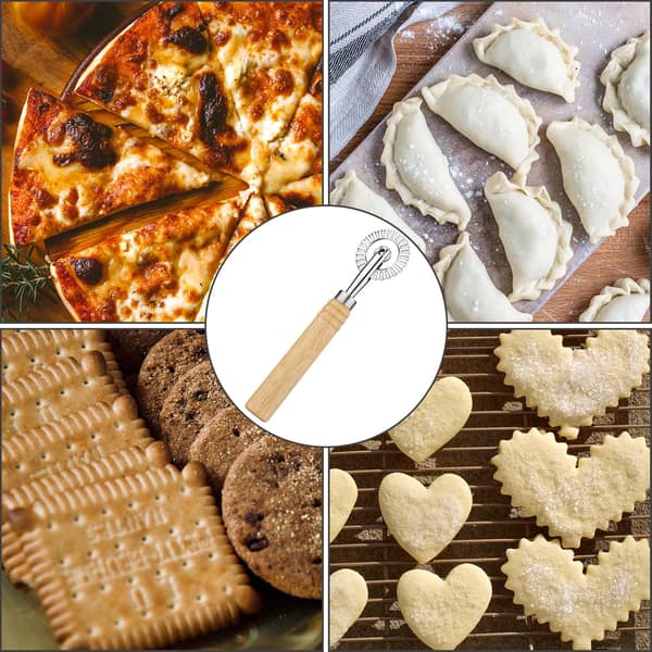 Pizzahjul, Pizzakutter med trehåndtak, Deigrulle, Bakeredskap