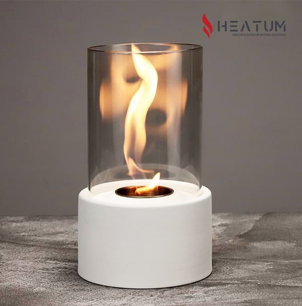 Elegant cylindrical fireplace lamp, suitable for both indoor and outdoor use