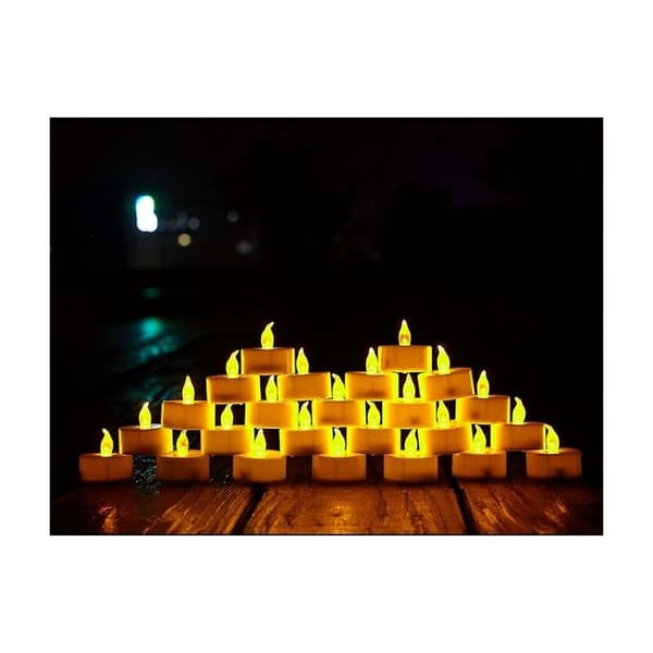 24 LED-lys CR2032-batterier, duftfrie lys, flammeløse, transparente, flimrende, lampe holder i mere end 100 timer