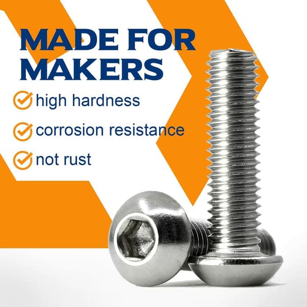 M8 x 55mm 10 pcs Hex Button Head Bolt, 304 Stainless Steel Hex Bolt, Fully Threaded Bolt
