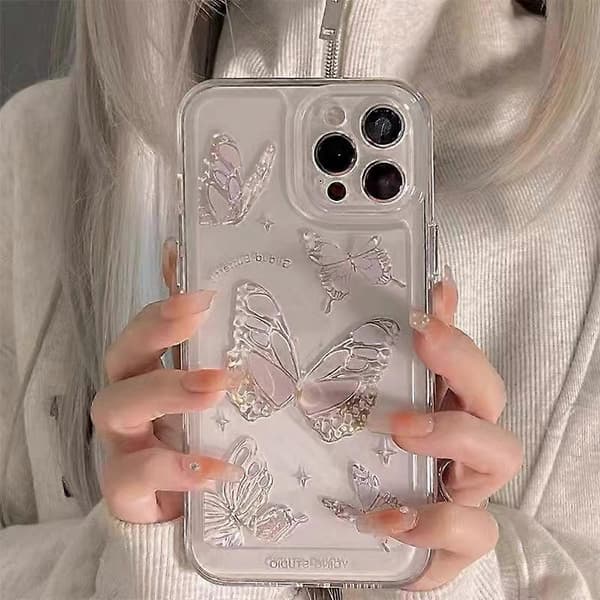 iPhone 12 Deksel med Sommerfugldesign - Stilig Glitterdeksel for Kvinner & Tenåringer [JUN]