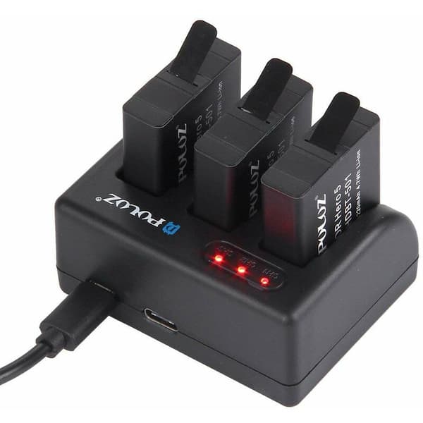 3-kanals batteriladehubb parallell multi-strømadapter for Hero6 / 5 Ahdbt-501