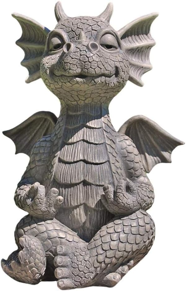 Meditations Havedrage Statue, Harpiks Zen Drage Statue, Have-FA6-