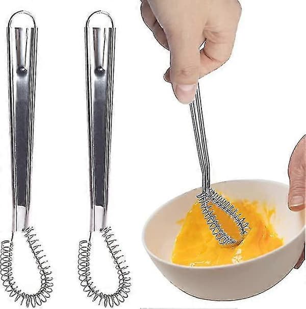 Eggvisp Manuell Flat Mini Line Eggvisp Fjærmikser Saus Melk Kaffe Mikseverktøy 1 Stykke Sølv[LD]