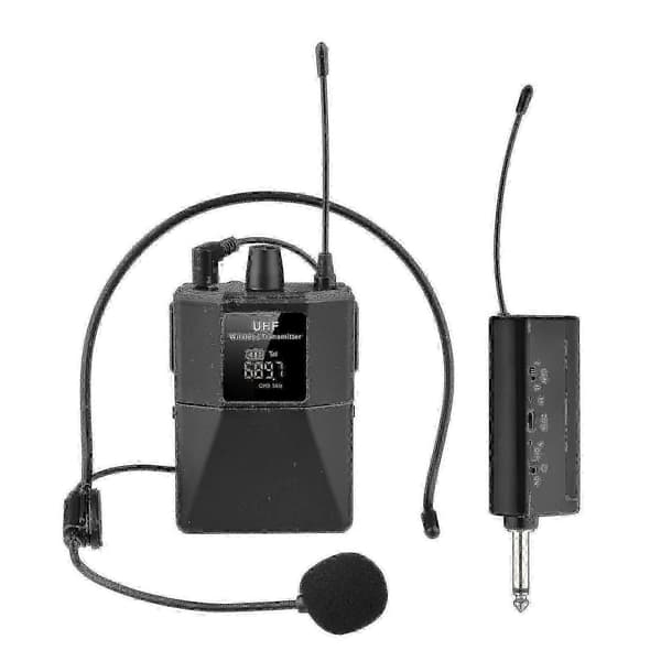 UHF Trådløst Mikrofon Headset med Sender og Modtager, LED Digital Display Bodypack-