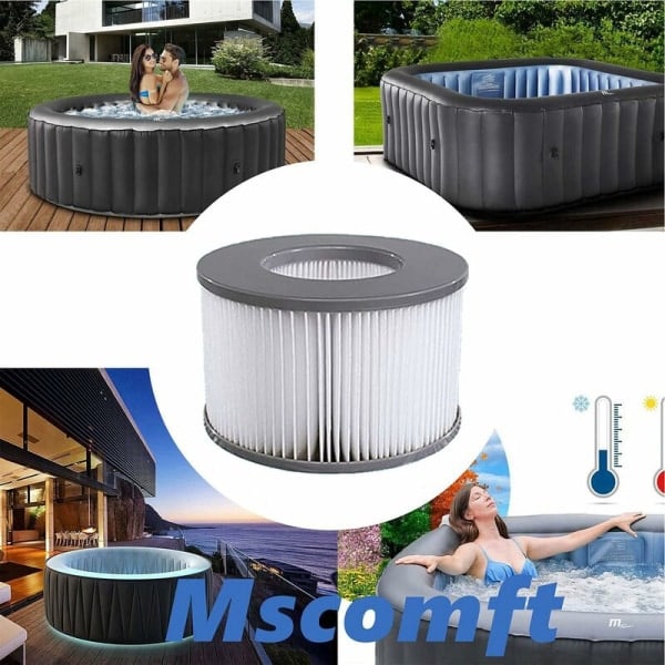 Sæt med 6 filtre til oppustelige MSPA-boblebade, Ø10,6 cm - 6 udskiftningsfilterpatroner til oppustelige MSPA-boblebade