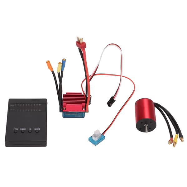 Brushless Motor and ESC Set 4P Rotor High Torque Multiple Protections S35A Brushless ESC with Programmer for 1/14 1/16