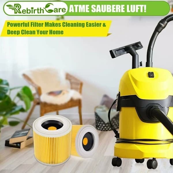 1 filterpatron til Kärcher WD3 Premium, WD2, WD3, WD3P, MV2, MV3 - WD3 filter - Erstatningsfilter til Kärcher støvsuger, A