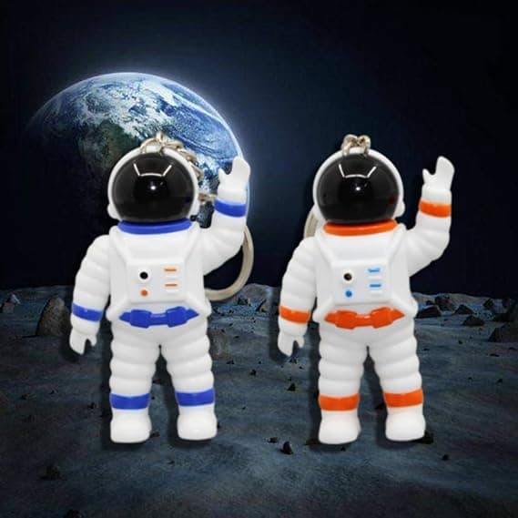 2 stk Astronaut LED Nøgleringe Lysende Nøglering Musik Lyd Bilnøgle