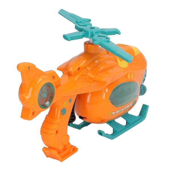 Bubble Blowing Toy Helicopter with Sound and Light, Battery Operated Automatic Bubble Maker, Orange [DB]