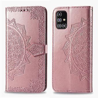 Horizontal Reversible Leather Case with Mandala Flower for Galaxy M31s (Rose Gold)