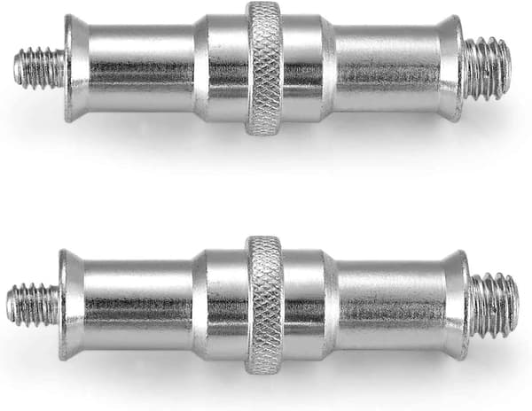 1/4 til 3/8 tommer Metall Hanadapter Gjengede Skrueadapter Spigot Stud for Studio Lysstativ, Adapter, Kulehode, Trådløs Blitsmottaker, 2-pakning