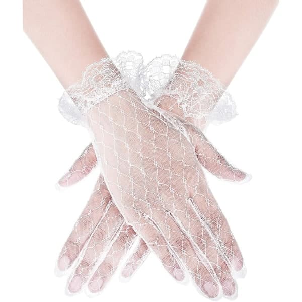 Dame Blondehandsker Bryllup Blomstret Mesh Elegant Sommer Bryllup Handsker Teselskab Opera