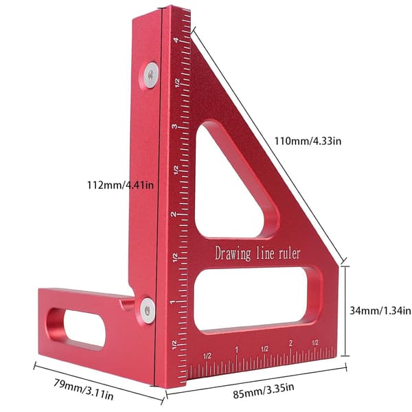 3D Multi-Angle Ruler - 45/90° Aluminum Woodworking Angle Gauge & Miter Tool