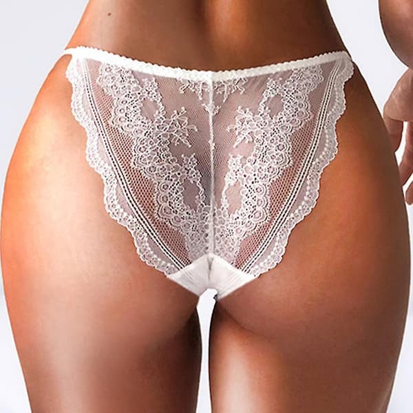 Sexy gjennomsiktig blonde-stringtruser hvit M