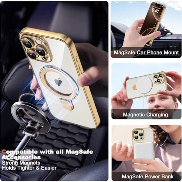 14.6×7.8×1cm Compatible with iPhone 16 Pro Max Case with Invisible Magnetic Ring Holder [MagSafe Compatible] [Full]