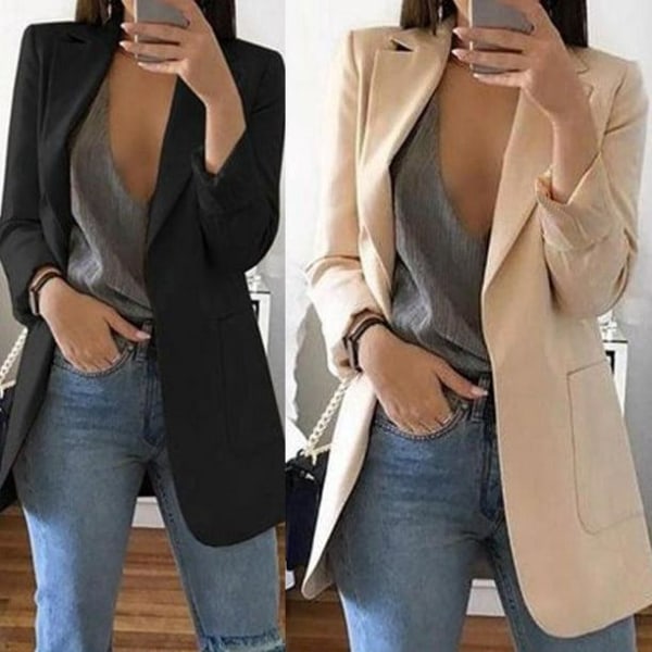 Damer OL Lady Formelle Blazers Forår Efterår Elegant Slim Langærmet Blazers Jakke Frakke Casual Business Solid Blazer Ydertøj Ny