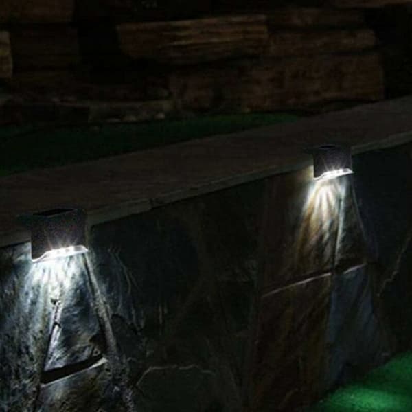 longziming-4 stk vanntette gjerdelamper LED-trinnlys solcellelamper dekorative hagelamper for trappetrinn gjerder og trapper