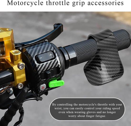 Motorcycle Throttle Cruise Control, ABS Non-Slip Wrist Rest Handlebar Grip Enhancer for Long Rides, Carbon Fiber Pattern Black 2-pack