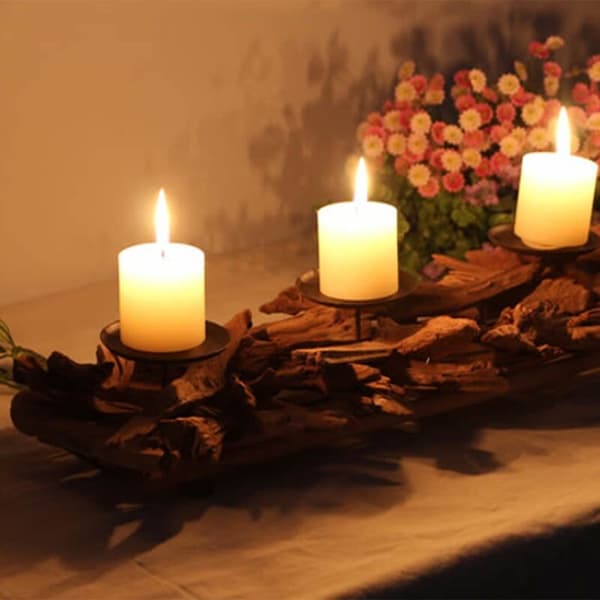 Creative Wooden Candlestick, Decorative Candlestick, Wedding Candlestick (3 Wax, 1 pc)