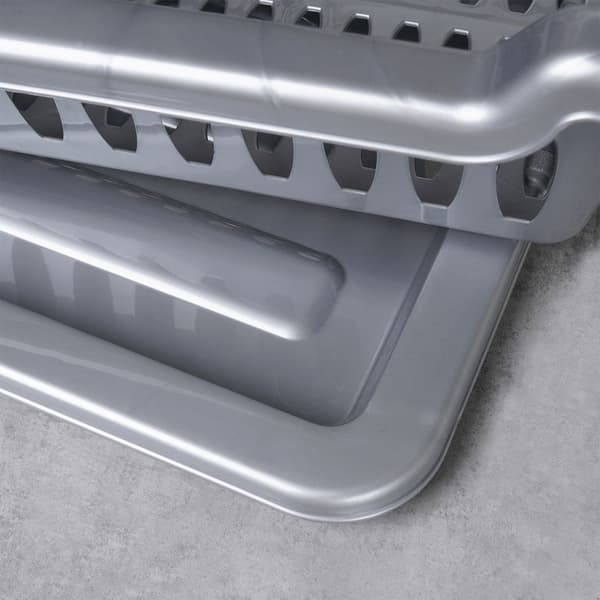 Grey Dish Rack with Removable Tray for Easy Cleaning