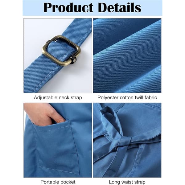 Hanging Neck Canvas Apron Long Style Pottery Apron with Split Legs