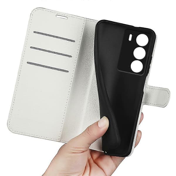 Etui til Realme C71 4G Litchi Tekstur Støtsikkert Lommebok Etui Hvit