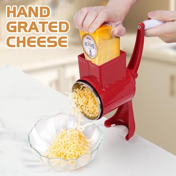 Manual Nut Grinder with 2 Removable Drum Blades, Cheese Grater with Crank, Peanut Grinder, Almond Grinder